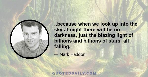 ..because when we look up into the sky at night there will be no darkness, just the blazing light of billions and billions of stars, all falling.