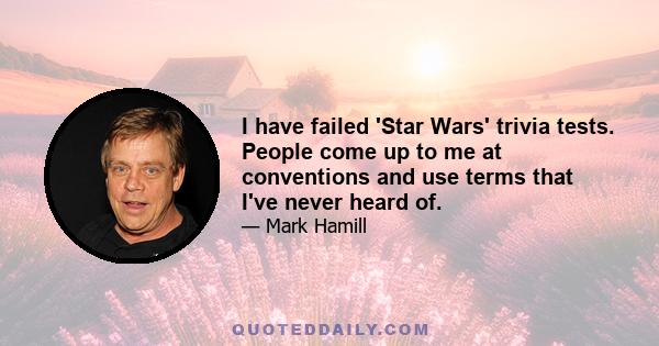 I have failed 'Star Wars' trivia tests. People come up to me at conventions and use terms that I've never heard of.