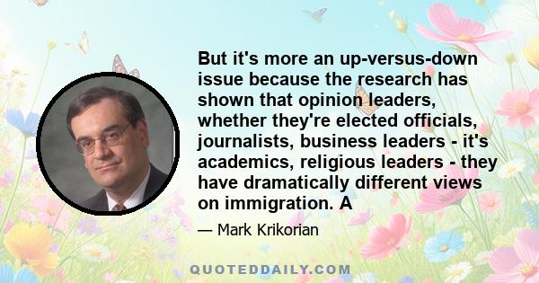 But it's more an up-versus-down issue because the research has shown that opinion leaders, whether they're elected officials, journalists, business leaders - it's academics, religious leaders - they have dramatically