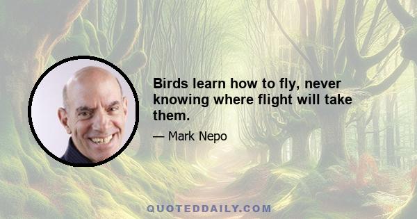 Birds learn how to fly, never knowing where flight will take them.