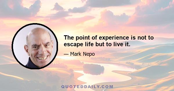 The point of experience is not to escape life but to live it.