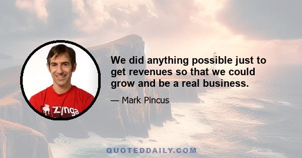 We did anything possible just to get revenues so that we could grow and be a real business.