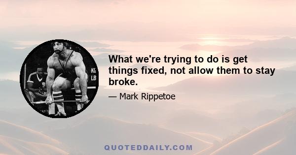 What we're trying to do is get things fixed, not allow them to stay broke.