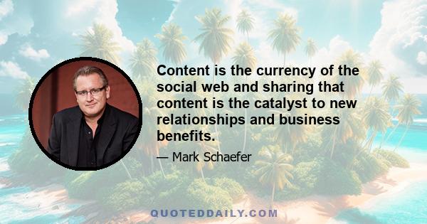 Content is the currency of the social web and sharing that content is the catalyst to new relationships and business benefits.