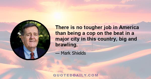 There is no tougher job in America than being a cop on the beat in a major city in this country, big and brawling.