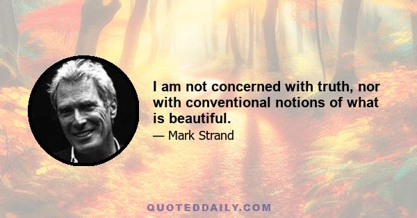 I am not concerned with truth, nor with conventional notions of what is beautiful.