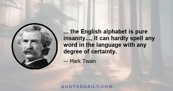 ... the English alphabet is pure insanity..., It can hardly spell any word in the language with any degree of certainty.