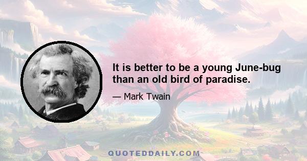 It is better to be a young June-bug than an old bird of paradise.