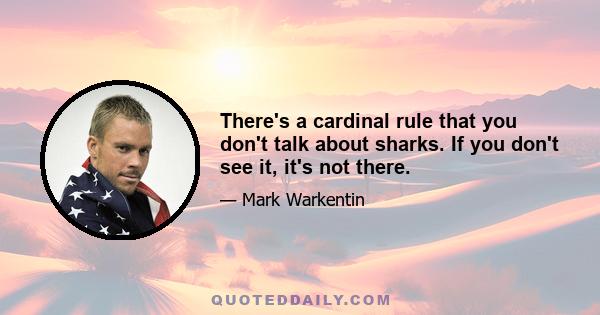 There's a cardinal rule that you don't talk about sharks. If you don't see it, it's not there.