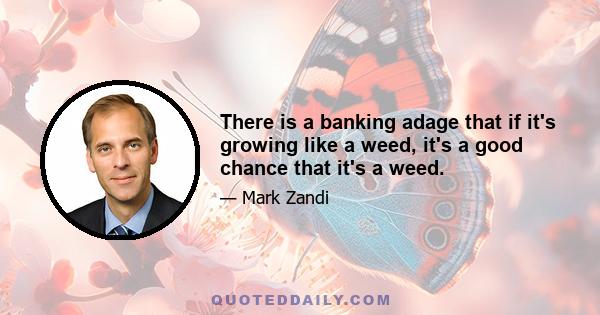 There is a banking adage that if it's growing like a weed, it's a good chance that it's a weed.