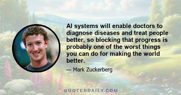 AI systems will enable doctors to diagnose diseases and treat people better, so blocking that progress is probably one of the worst things you can do for making the world better.