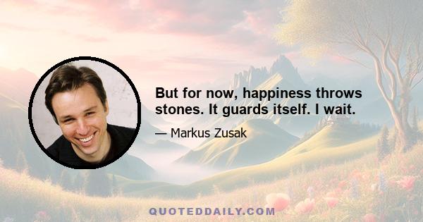 But for now, happiness throws stones. It guards itself. I wait.