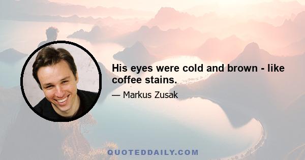 His eyes were cold and brown - like coffee stains.