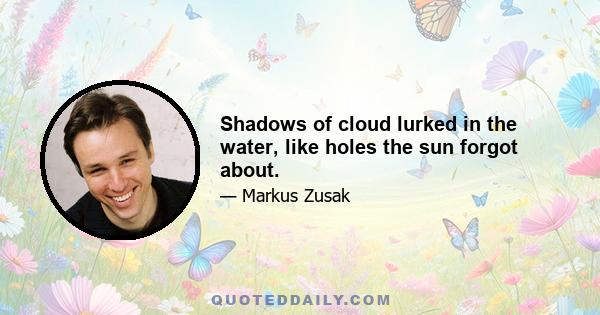 Shadows of cloud lurked in the water, like holes the sun forgot about.