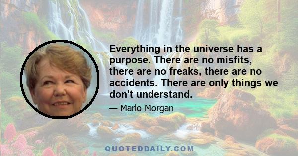 Everything in the universe has a purpose. There are no misfits, there are no freaks, there are no accidents. There are only things we don't understand.