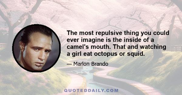 The most repulsive thing you could ever imagine is the inside of a camel's mouth. That and watching a girl eat octopus or squid.