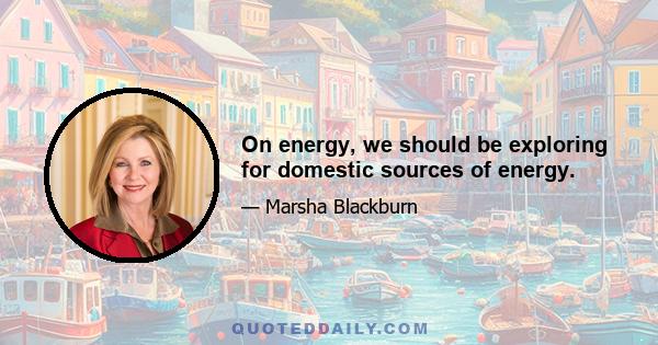 On energy, we should be exploring for domestic sources of energy.