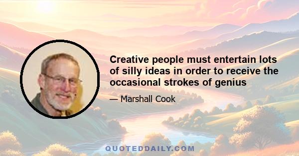 Creative people must entertain lots of silly ideas in order to receive the occasional strokes of genius