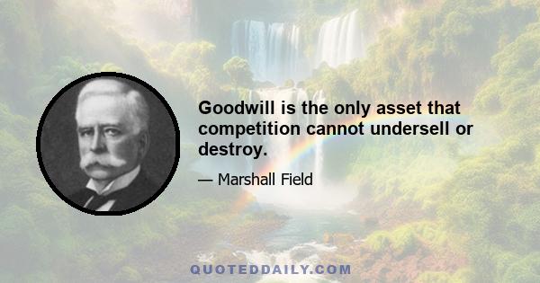 Goodwill is the only asset that competition cannot undersell or destroy.