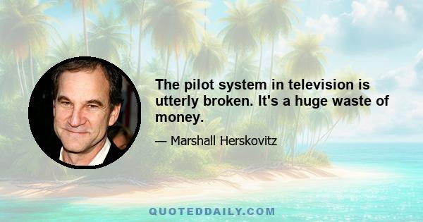 The pilot system in television is utterly broken. It's a huge waste of money.