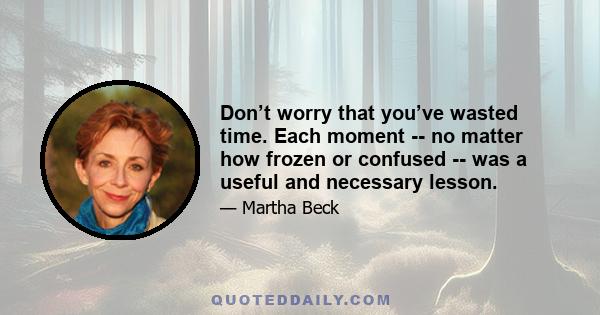 Don’t worry that you’ve wasted time. Each moment -- no matter how frozen or confused -- was a useful and necessary lesson.