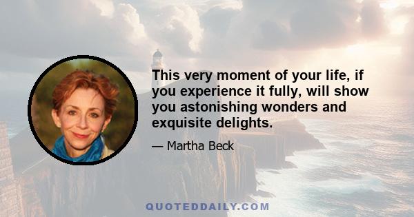 This very moment of your life, if you experience it fully, will show you astonishing wonders and exquisite delights.