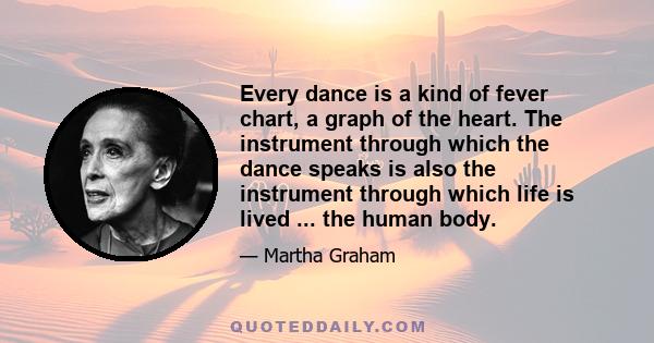 Every dance is a kind of fever chart, a graph of the heart. The instrument through which the dance speaks is also the instrument through which life is lived ... the human body.