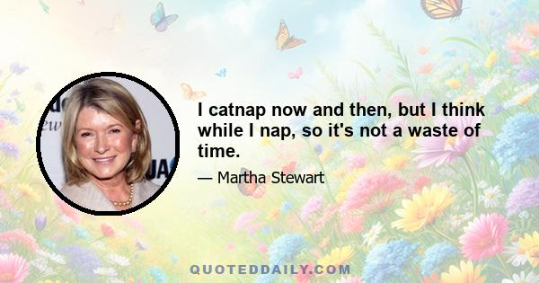 I catnap now and then, but I think while I nap, so it's not a waste of time.