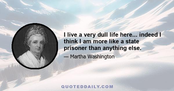 I live a very dull life here... indeed I think I am more like a state prisoner than anything else.