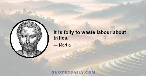 It is folly to waste labour about trifles.