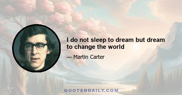 I do not sleep to dream but dream to change the world