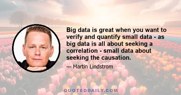 Big data is great when you want to verify and quantify small data - as big data is all about seeking a correlation - small data about seeking the causation.