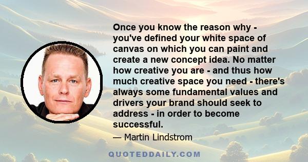 Once you know the reason why - you've defined your white space of canvas on which you can paint and create a new concept idea. No matter how creative you are - and thus how much creative space you need - there's always