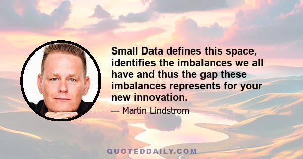 Small Data defines this space, identifies the imbalances we all have and thus the gap these imbalances represents for your new innovation.