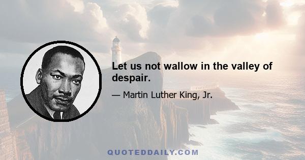 Let us not wallow in the valley of despair.