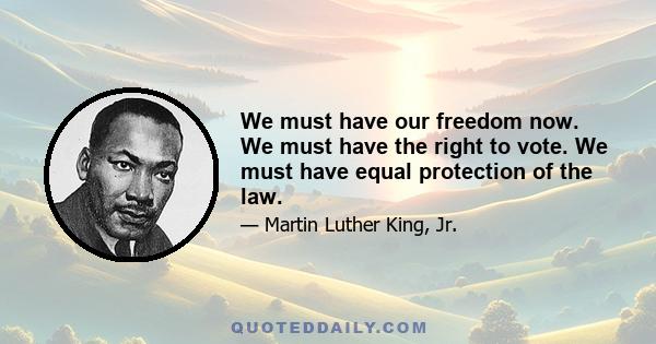 We must have our freedom now. We must have the right to vote. We must have equal protection of the law.