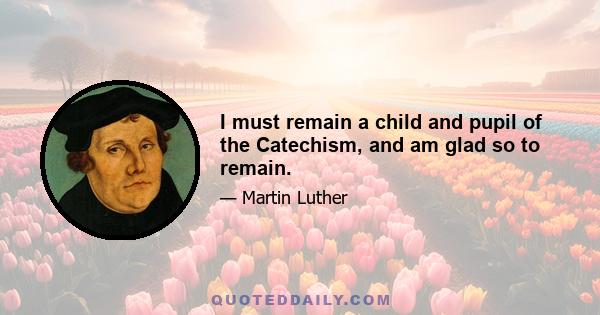 I must remain a child and pupil of the Catechism, and am glad so to remain.