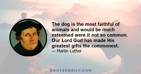 The dog is the most faithful of animals and would be much esteemed were it not so common. Our Lord God has made His greatest gifts the commonest.