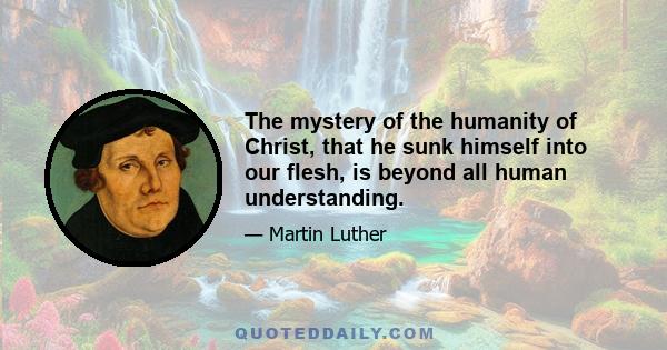 The mystery of the humanity of Christ, that he sunk himself into our flesh, is beyond all human understanding.