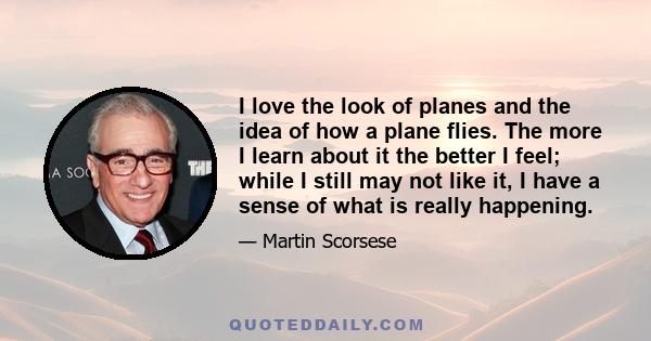 I love the look of planes and the idea of how a plane flies. The more I learn about it the better I feel; while I still may not like it, I have a sense of what is really happening.