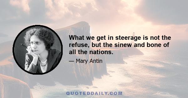 What we get in steerage is not the refuse, but the sinew and bone of all the nations.