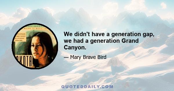 We didn't have a generation gap, we had a generation Grand Canyon.