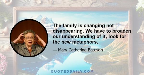 The family is changing not disappearing. We have to broaden our understanding of it, look for the new metaphors.