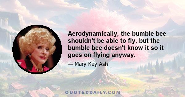 Aerodynamically, the bumble bee shouldn't be able to fly, but the bumble bee doesn't know it so it goes on flying anyway.