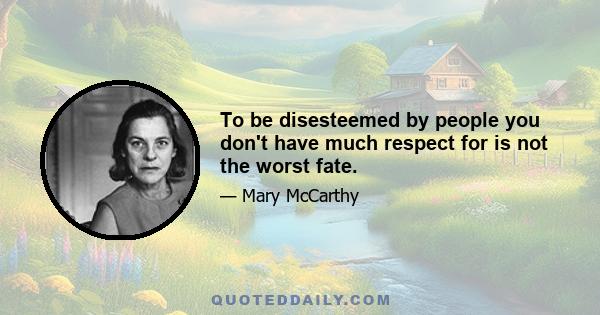 To be disesteemed by people you don't have much respect for is not the worst fate.