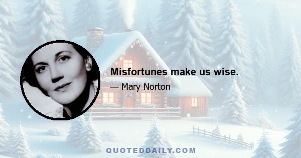 Misfortunes make us wise.