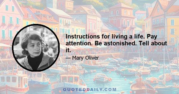 Instructions for living a life. Pay attention. Be astonished. Tell about it.