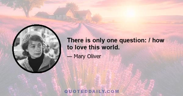 There is only one question: / how to love this world.