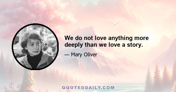 We do not love anything more deeply than we love a story.