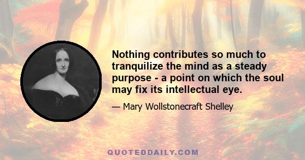 Nothing contributes so much to tranquilize the mind as a steady purpose - a point on which the soul may fix its intellectual eye.